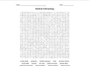 Medical Anthropology Vocabulary Word Search
