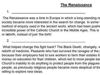 Renaissance Reading Activity - GCSE History