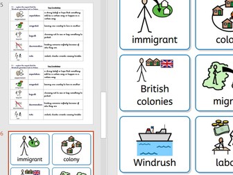 Year 5 History Windrush widgit Key Vocabulary