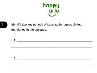 30-minute KS2 SATS Reading Test Revision: Leeds United: A Football Legacy - Af2 and Af3 questions