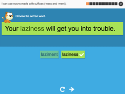 I can use nouns made with suffixes (-ment and -ness) - Interactive Activity - Year 2 Spag