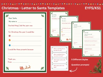 Christmas Letter to Santa Writing Pack Differentiated Reception & KS1