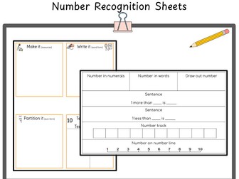 Number Recognition Sheets