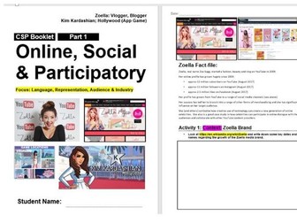 AQA GCSE Media Online CSP Workbooks - Zoella, Kardashian, Lara Croft