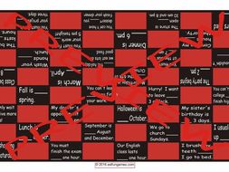 Prepositions of Time Checker Board Game