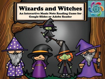Interactive Music Note Reading game-Google Slides / Adobe PDF-Wizards and Witches