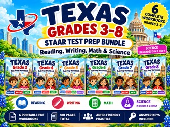 Texas Grades 3–8 STAAR Reading, Writing, Math & Science Full Bundle