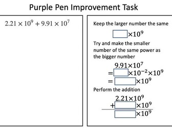 Standard Form Addition and Subtraction Review Task