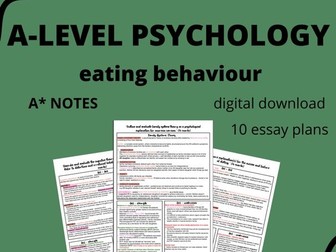 A Level psychology - eating behaviour essay plans