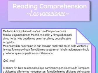 Spanish Holidays Reading Tasks