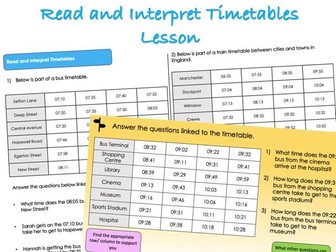 Year 5 Statistics - Read and Interpret Timetables Lesson