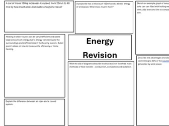 AQA Higher GCSE Energy Revision A3 Learning Mat (Triple Physics)