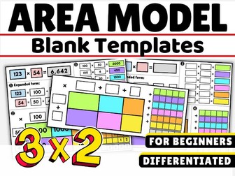 Year 5 Maths Multiplication Practice: Blank Area Model Template for 3-Digit  2 Digit Multiplication