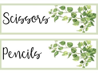 Botanical Nature Tray Labels