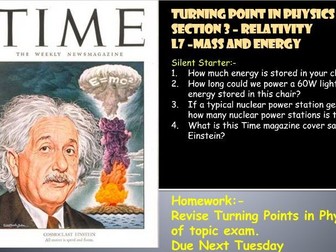 AQA A Level Physics 5D - Turning Points in Physics - L7 Mass and Energy