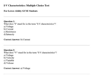 I-V Characteristics MC Test