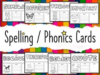 Spelling and Phonics Cards 