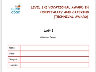 WJEC Hospitality and Catering Full Unit 1 Student Booklet