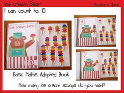 Basic Maths Adapted Book "How many ice cream scoops do you want?