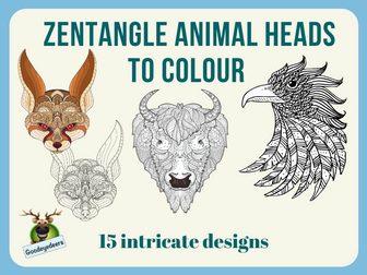Zentangle Animal Heads to Colour