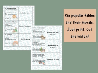 Aesop’s Fables: Matching Activity – Fables and Morals