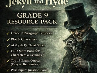 Jekyll & Hyde Grade 9 Pack + Quotes / Context / AO2 / Character Sheets/ Questions