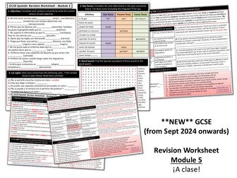 New GCSE Spanish (2026) Revision Worksheet - Module 5 - ¡A clase!
