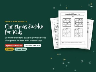 Christmas Sudoku for Kids: 20 Puzzles 4x4 & 6x6 + Answers