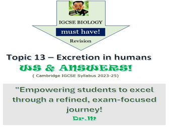 Excretion in humans IGCSE Biology Worksheet & answer key