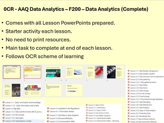 AAQ OCR Data Analytics F200 - Fundamentals of Data Analytics Complete Lessons Bundle