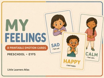 My Feelings: 8 Printable Emotion Cards for Preschool
