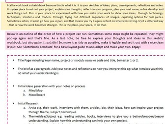 Contents of a Photography Workbook Helpsheet and Guide. Great for projects.