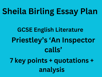 Sheila Birling Essay Plan- An Inspector Calls