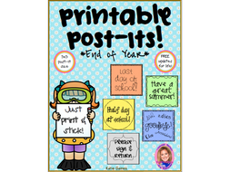 Printable Post-Its: End of Year- FREE UPDATES FOR LIFE!
