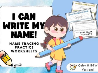 I CAN WRITE MY NAME - Name Tracing Worksheets for Pre-K & EYFS
