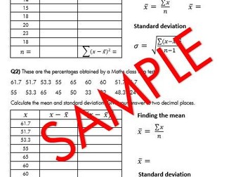 Standard Deviation Worksheet