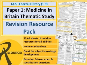 GCSE History (Edexcel) Medicine in Britain Paper 1 Revision Resources Pack