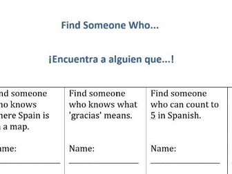 Spanish ice breaker activity