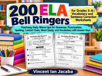 200 ELA Bell Ringers for Grades 3–8 | Vocabulary, Grammar & Sentence Correction