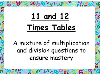 Multiplication and Division practise sheet (11 and 12)