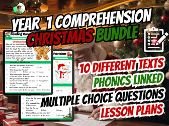 Reading Comprehension | Year 1 | Christmas Bundle | Phonics