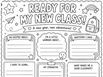 Ready for My New Class Worksheet | Transition Day Activity