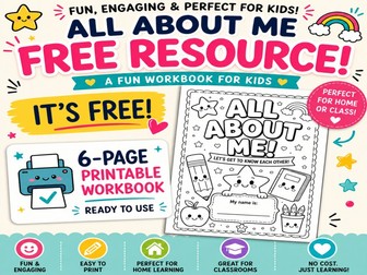 All About Me Worksheet – 6 Page Getting to Know You Workbook (Back to School, KS1/KS2)