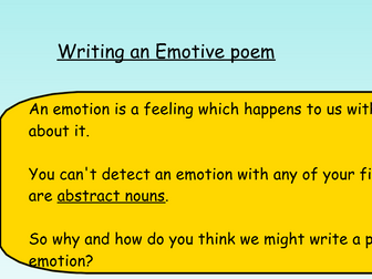 Emotive Poetry Year 5 lesson plan and presentation