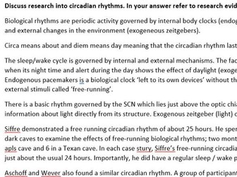 Biological rhythms example answers  (BIOPSYCHOLOGY / AQA Psychology)