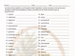 Quantifiers Jumbled Words Spanish Worksheet