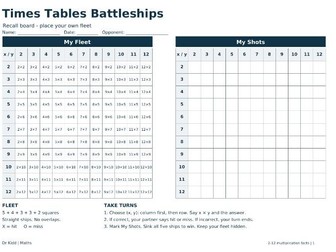 Times Tables Battleships | Multiplication Retrieval Game | KS2 KS3 Maths