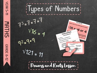 Types of Numbers - Powers and Roots Lesson
