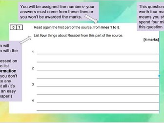 An Introduction to AQA Language Paper One with Question One Practice and resource