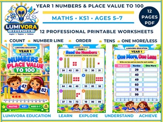 Year 1 Numbers to 100 Worksheets | Place Value, Counting & Number Lines | KS1 Maths